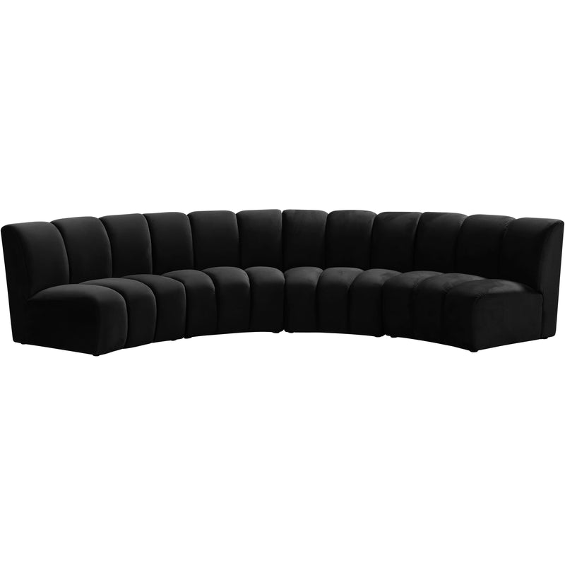 Meridian Infinity Black Velvet 4pc. Modular Sectional IMAGE 1