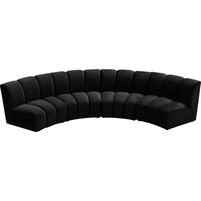 Meridian Infinity Black Velvet 4pc. Modular Sectional IMAGE 2