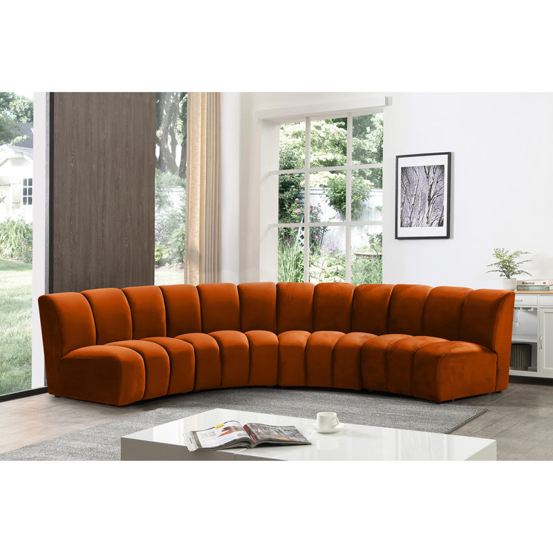 Meridian Infinity Cognac Velvet 4pc. Modular Sectional IMAGE 11