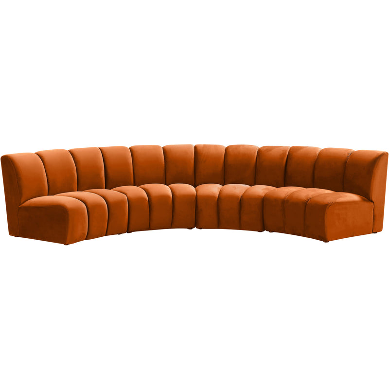 Meridian Infinity Cognac Velvet 4pc. Modular Sectional IMAGE 1