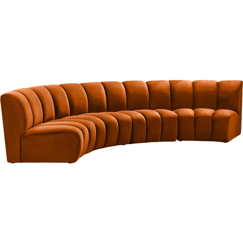 Meridian Infinity Cognac Velvet 4pc. Modular Sectional IMAGE 3