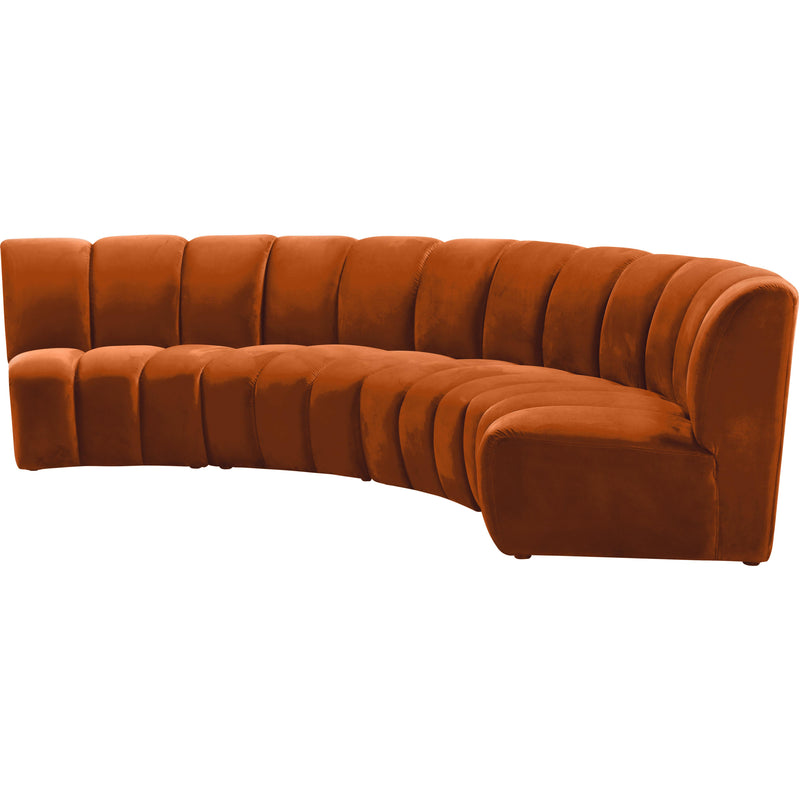 Meridian Infinity Cognac Velvet 4pc. Modular Sectional IMAGE 4