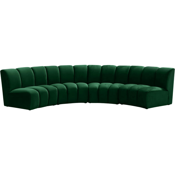 Meridian Infinity Green Velvet 4pc. Modular Sectional IMAGE 1