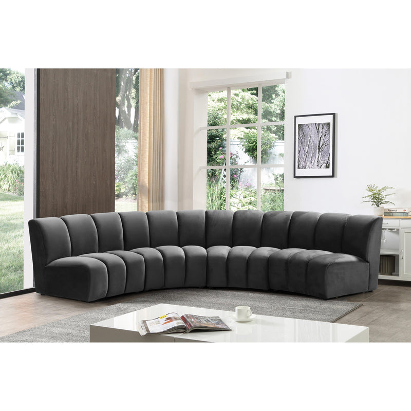 Meridian Infinity Grey Velvet 4pc. Modular Sectional IMAGE 11