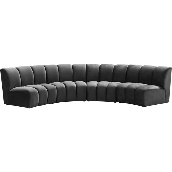 Meridian Infinity Grey Velvet 4pc. Modular Sectional IMAGE 1