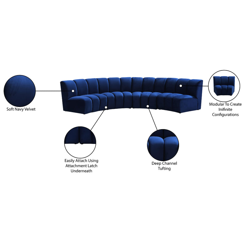 Meridian Infinity Navy Velvet 4 pc Modular Sectional IMAGE 13