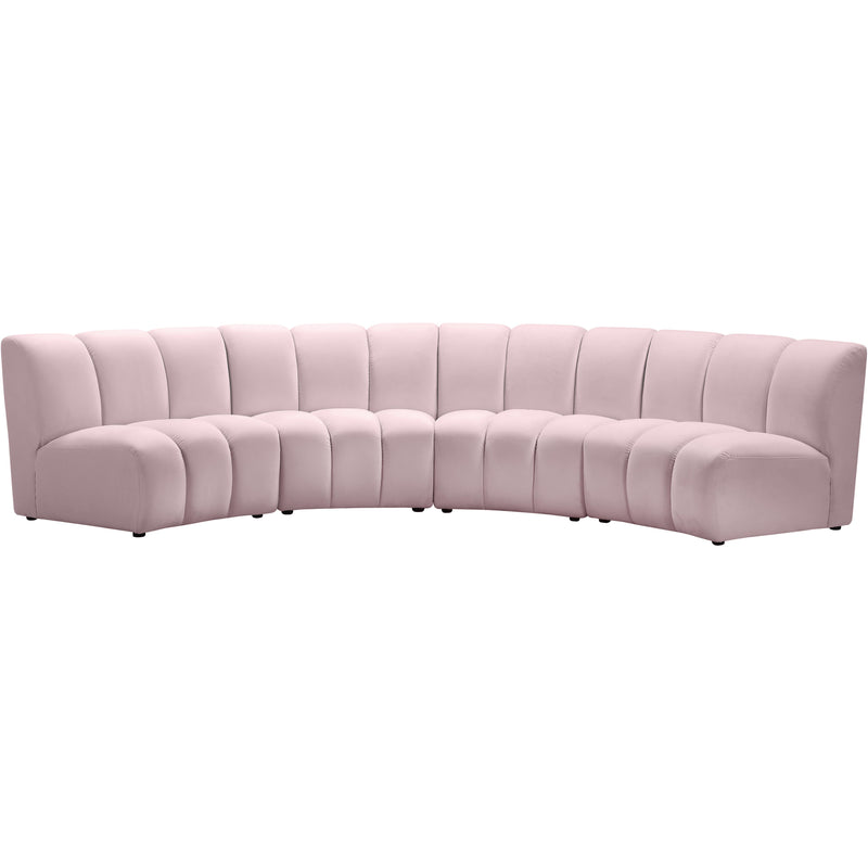 Meridian Infinity Pink Velvet 4pc. Modular Sectional IMAGE 1