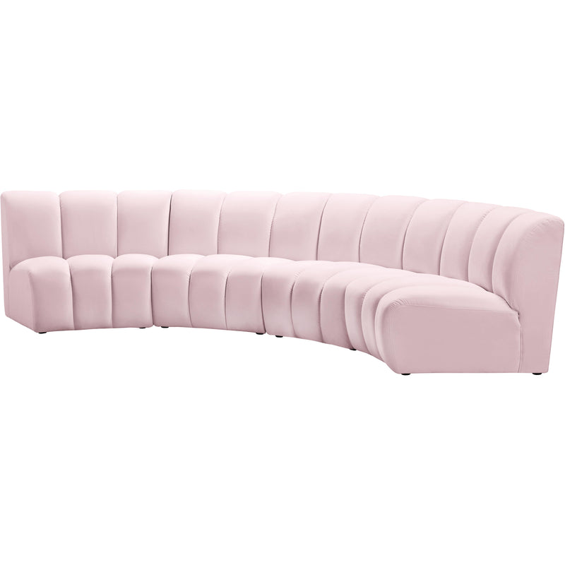 Meridian Infinity Pink Velvet 4pc. Modular Sectional IMAGE 2