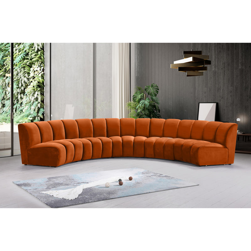 Meridian Infinity Cognac Velvet 5pc. Modular Sectional IMAGE 11