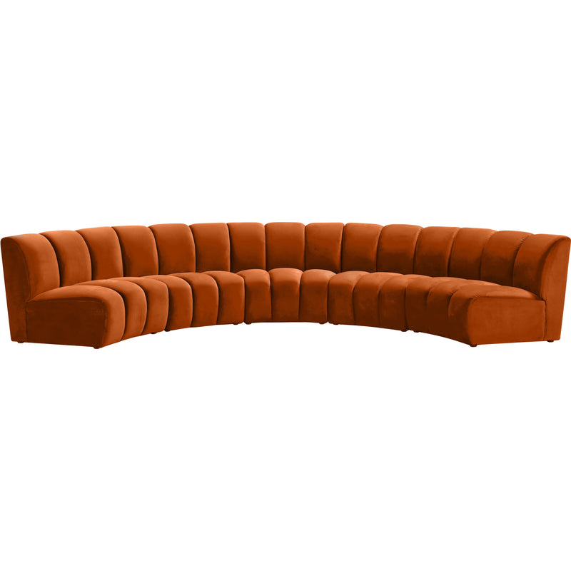 Meridian Infinity Cognac Velvet 5pc. Modular Sectional IMAGE 1