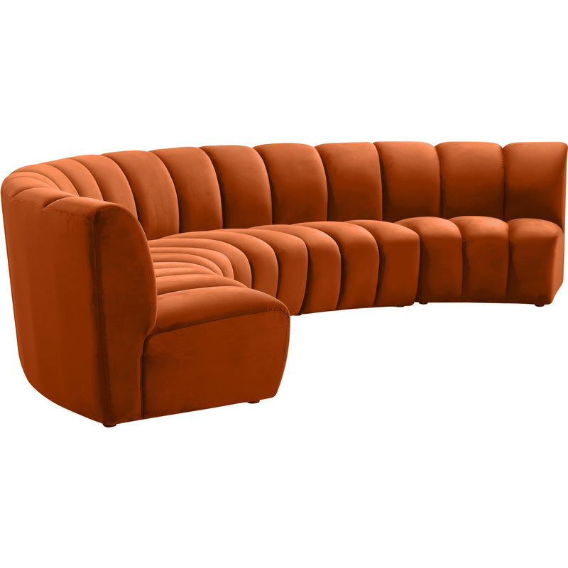 Meridian Infinity Cognac Velvet 5pc. Modular Sectional IMAGE 3