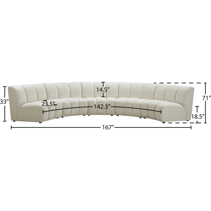Meridian Infinity Cream Velvet 5 pc Modular Sectional IMAGE 10