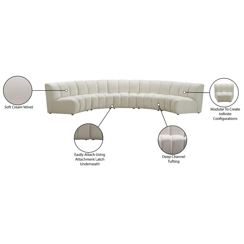 Meridian Infinity Cream Velvet 5 pc Modular Sectional IMAGE 11