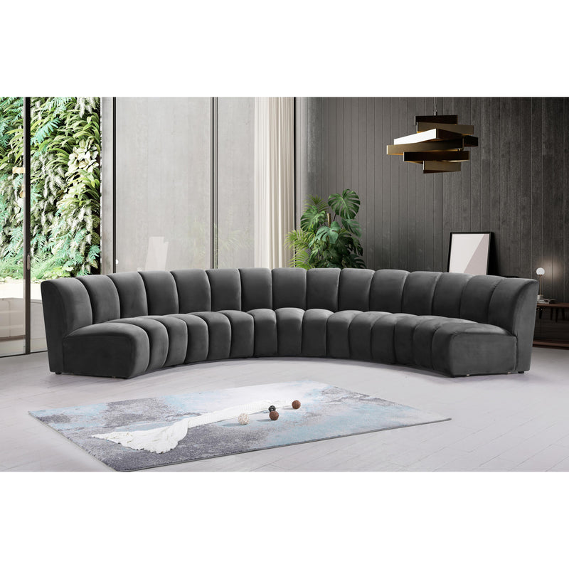 Meridian Infinity Grey Velvet 5pc. Modular Sectional IMAGE 11