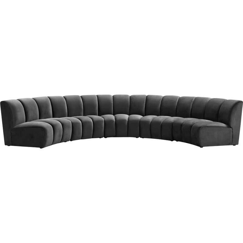 Meridian Infinity Grey Velvet 5pc. Modular Sectional IMAGE 1