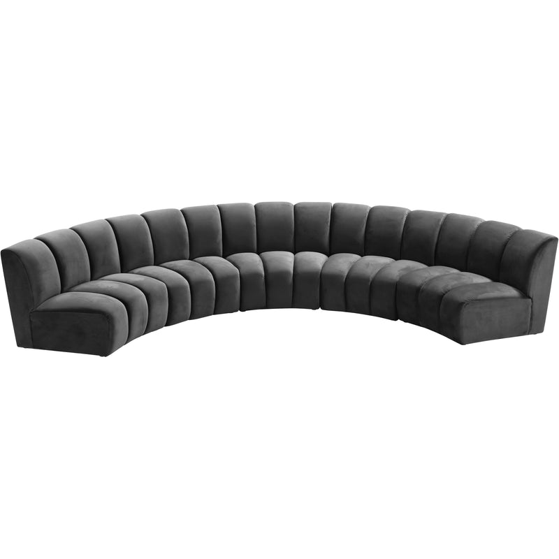 Meridian Infinity Grey Velvet 5pc. Modular Sectional IMAGE 2