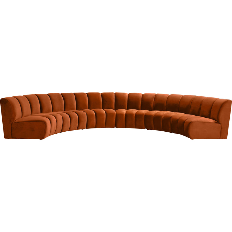 Meridian Infinity Cognac Velvet 6pc. Modular Sectional IMAGE 1