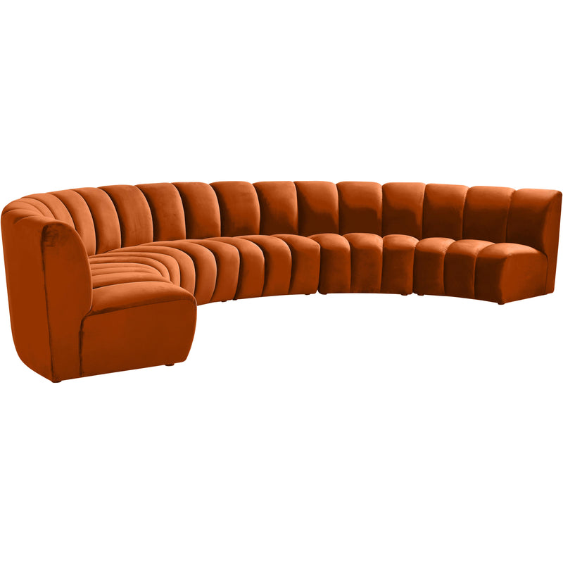 Meridian Infinity Cognac Velvet 6pc. Modular Sectional IMAGE 3