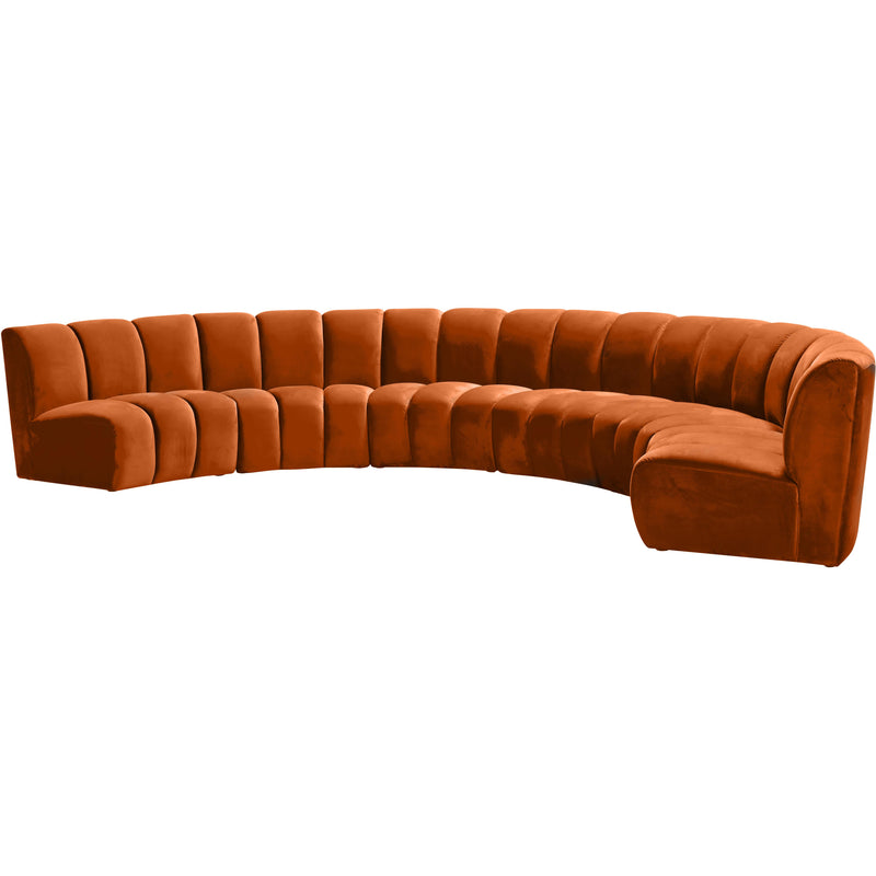 Meridian Infinity Cognac Velvet 6pc. Modular Sectional IMAGE 4