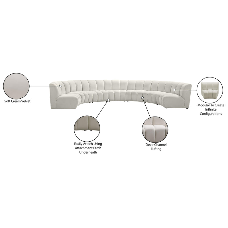 Meridian Infinity Cream Velvet 7 pc Modular Sectional IMAGE 11
