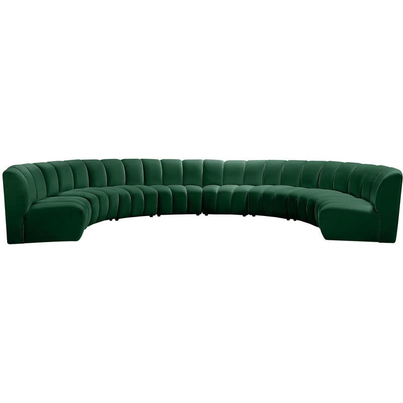 Meridian Infinity Green Velvet 8pc. Modular Sectional IMAGE 1