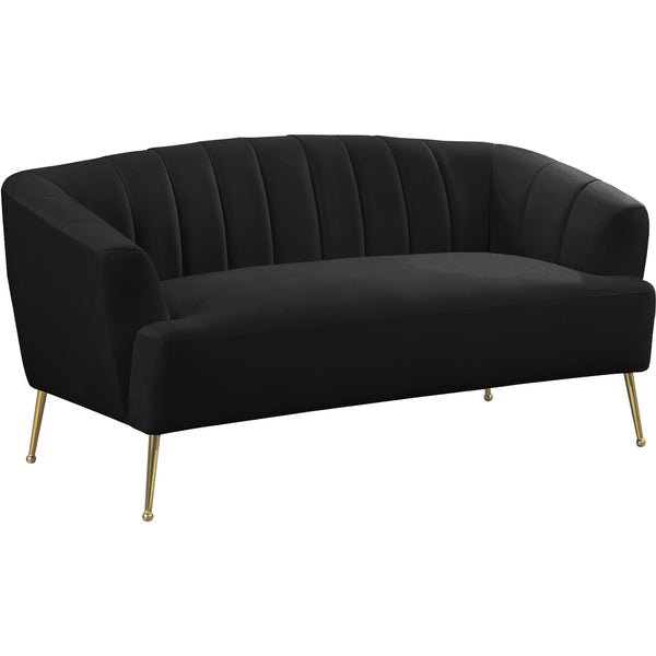 Meridian Tori Black Velvet Loveseat IMAGE 1