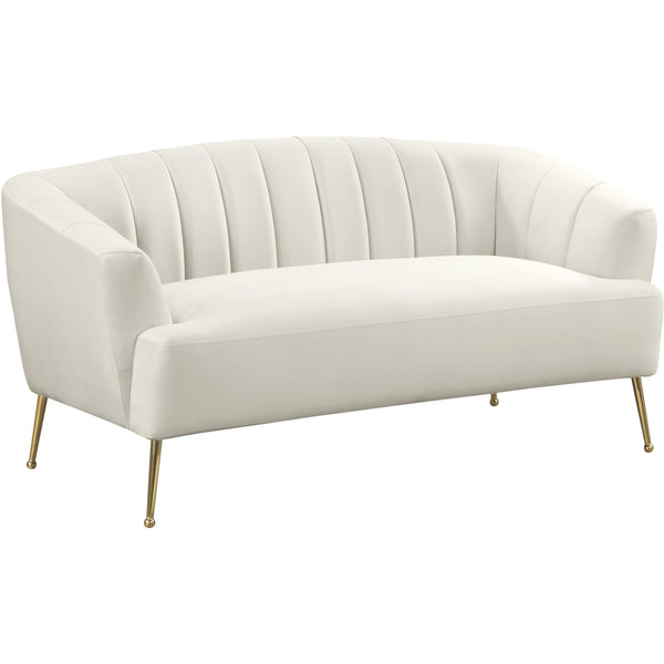 Meridian Tori Cream Velvet Loveseat IMAGE 1