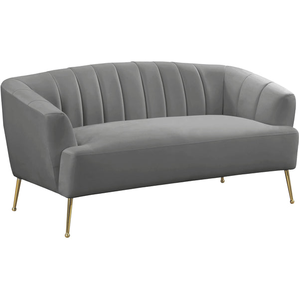 Meridian Tori Grey Velvet Loveseat IMAGE 1