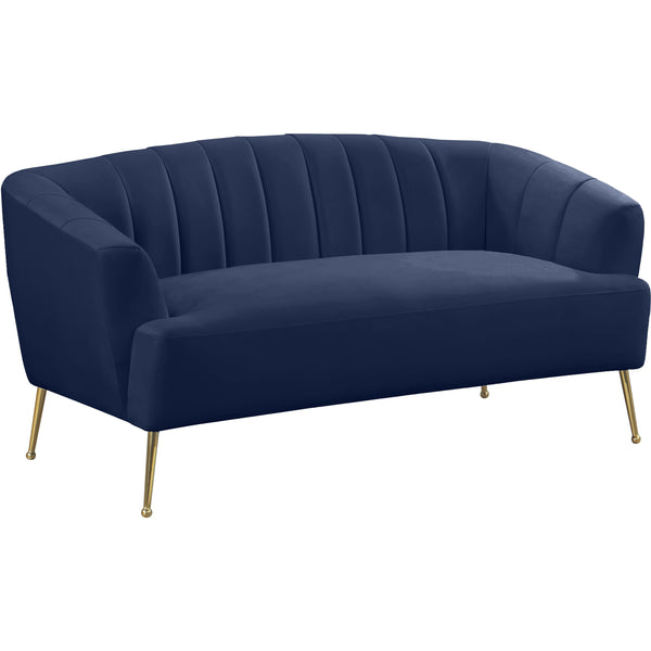 Meridian Tori Navy Velvet Loveseat IMAGE 1