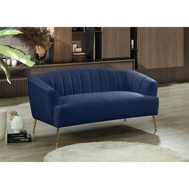 Meridian Tori Navy Velvet Loveseat IMAGE 6