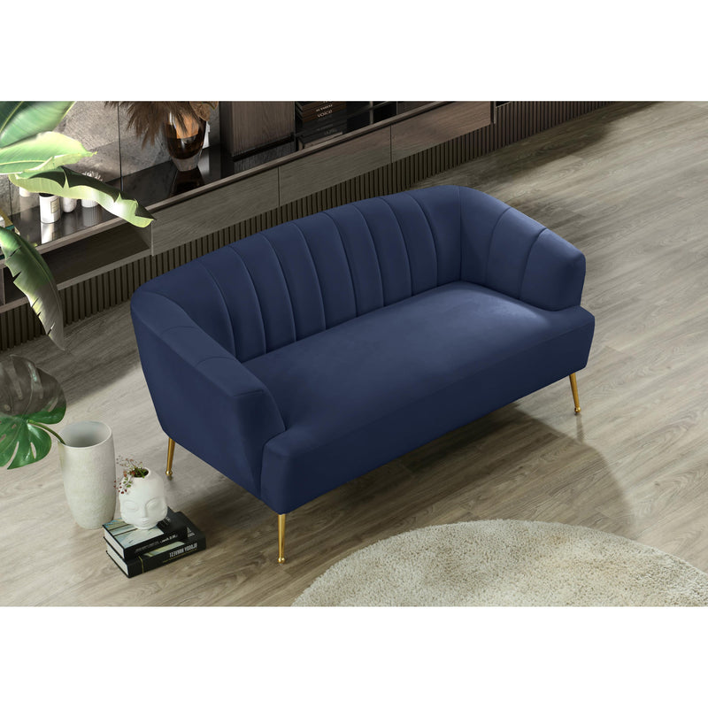 Meridian Tori Navy Velvet Loveseat IMAGE 7