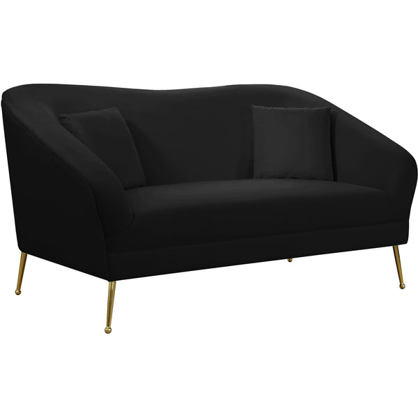 Meridian Hermosa Black Velvet Loveseat IMAGE 1