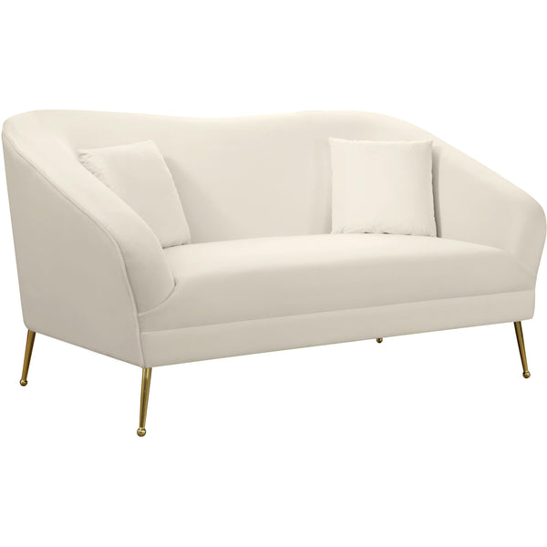 Meridian Hermosa Cream Velvet Loveseat IMAGE 1