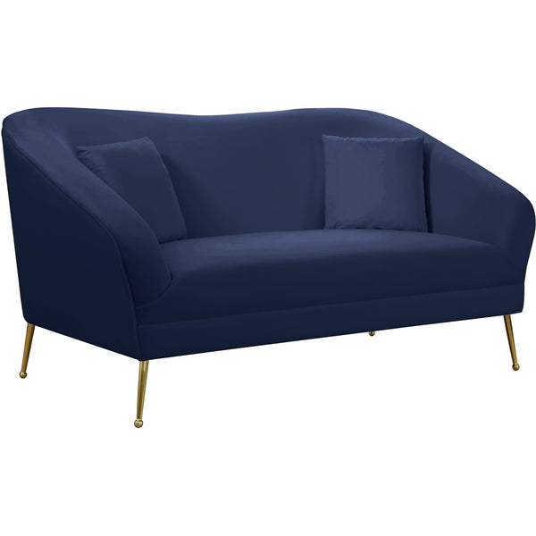 Meridian Hermosa Navy Velvet Loveseat IMAGE 1