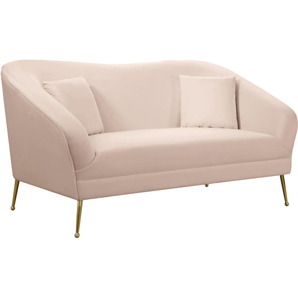 Meridian Hermosa Pink Velvet Loveseat IMAGE 1