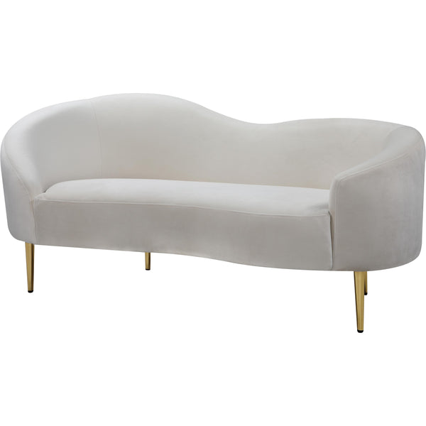 Meridian Ritz Cream Velvet Loveseat IMAGE 1