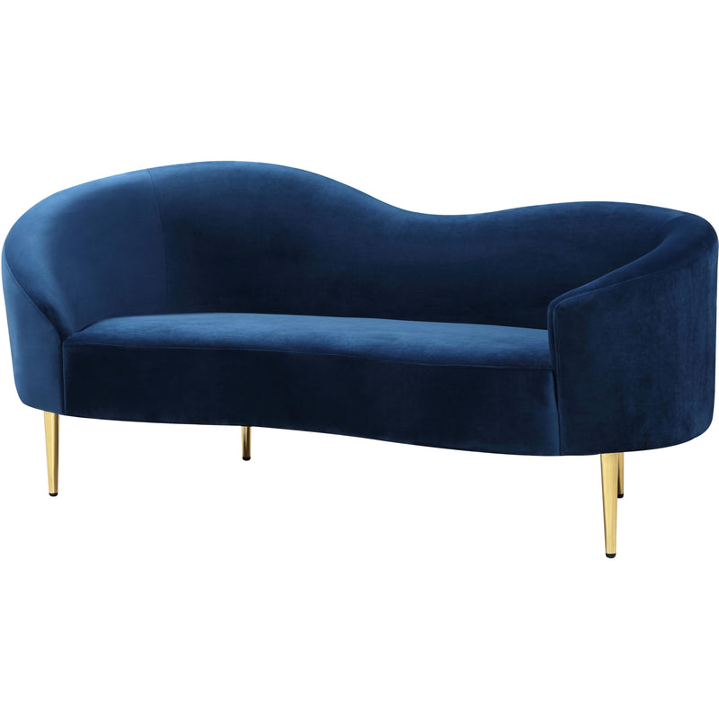 Meridian Ritz Navy Velvet Loveseat IMAGE 1