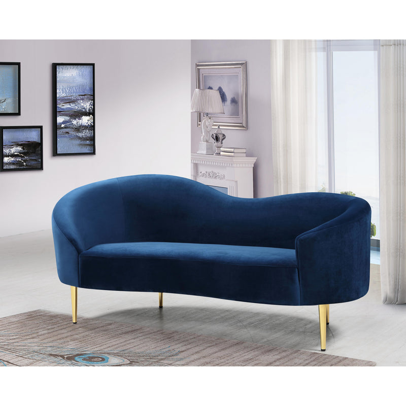 Meridian Ritz Navy Velvet Loveseat IMAGE 5