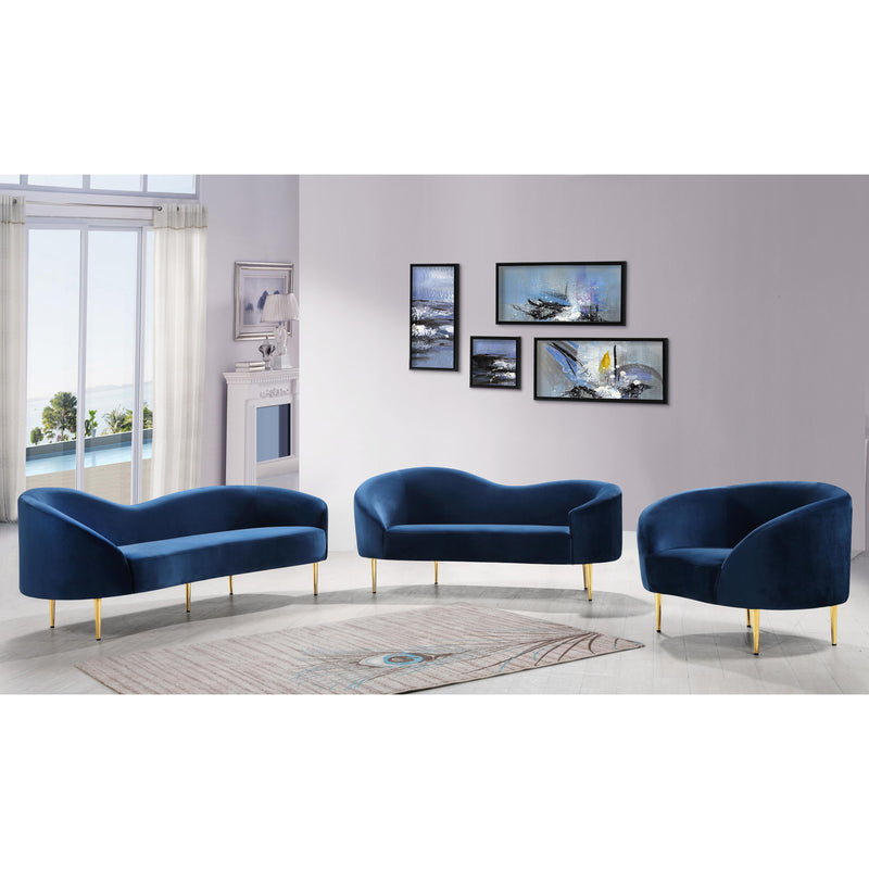 Meridian Ritz Navy Velvet Loveseat IMAGE 6