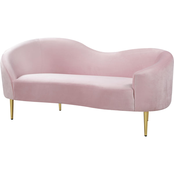 Meridian Ritz Pink Velvet Loveseat IMAGE 1