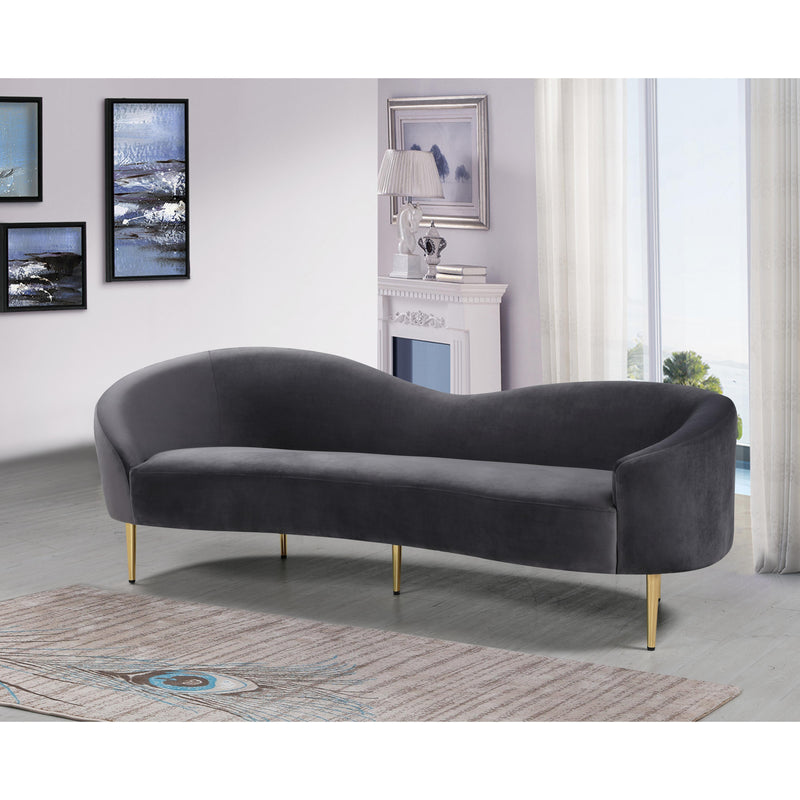 Meridian Ritz Grey Velvet Sofa IMAGE 6