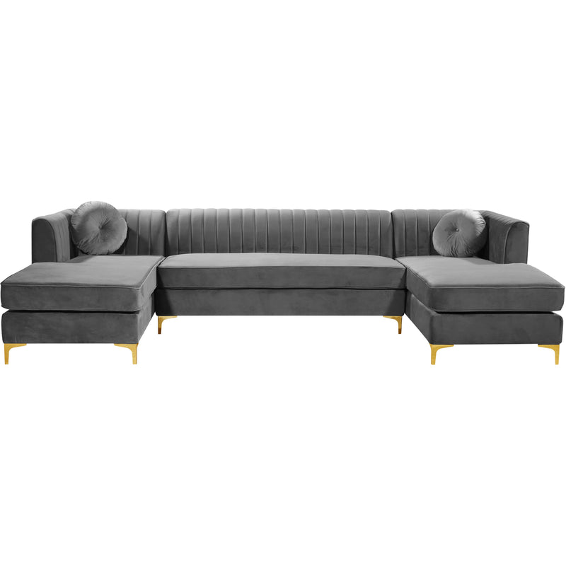 Meridian Graham Grey Velvet 3pc. Sectional IMAGE 3