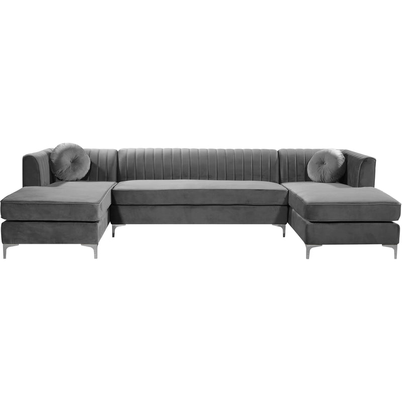 Meridian Graham Grey Velvet 3pc. Sectional IMAGE 4