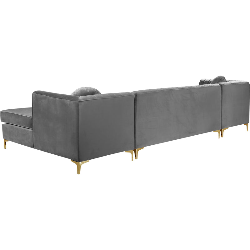 Meridian Graham Grey Velvet 3pc. Sectional IMAGE 5