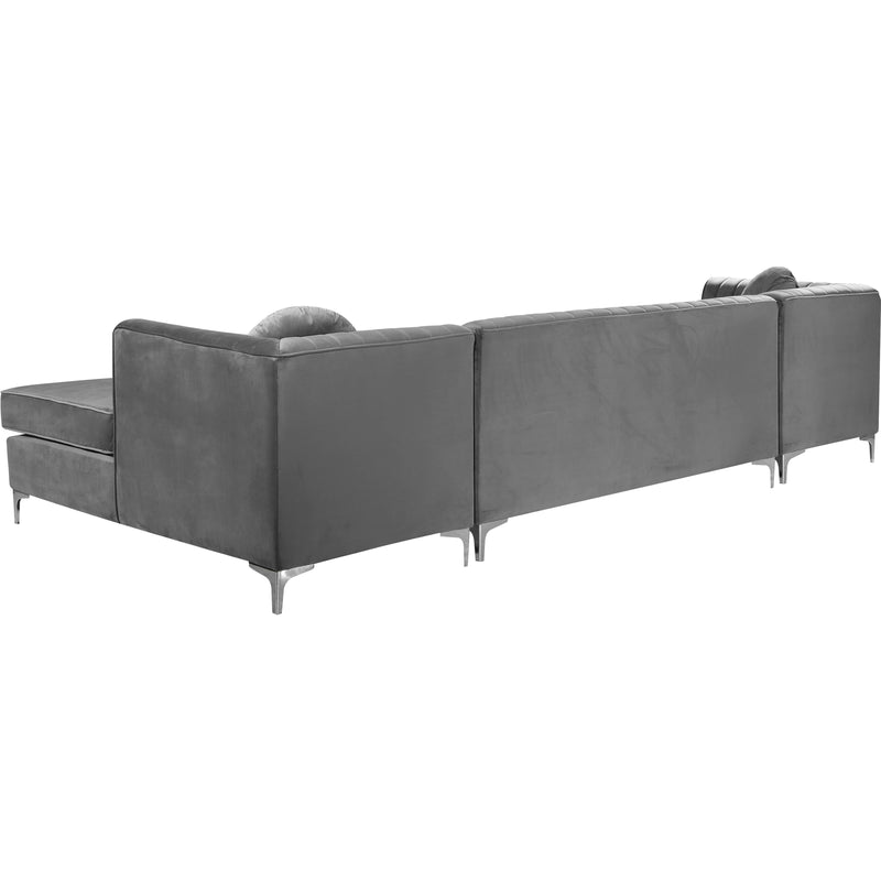 Meridian Graham Grey Velvet 3pc. Sectional IMAGE 6