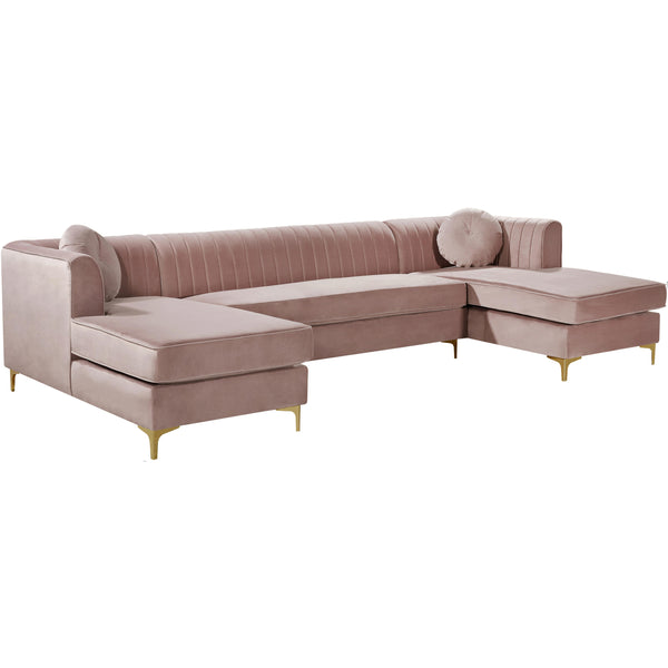 Meridian Graham Pink Velvet 3pc. Sectional IMAGE 1