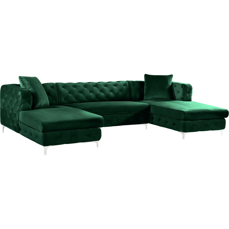 Meridian Gail Green Velvet 3pc. Sectional IMAGE 1