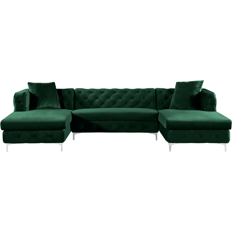 Meridian Gail Green Velvet 3pc. Sectional IMAGE 2