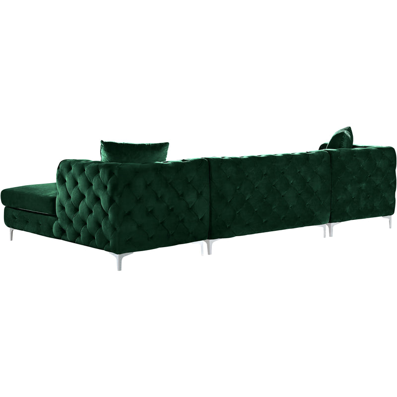 Meridian Gail Green Velvet 3pc. Sectional IMAGE 3