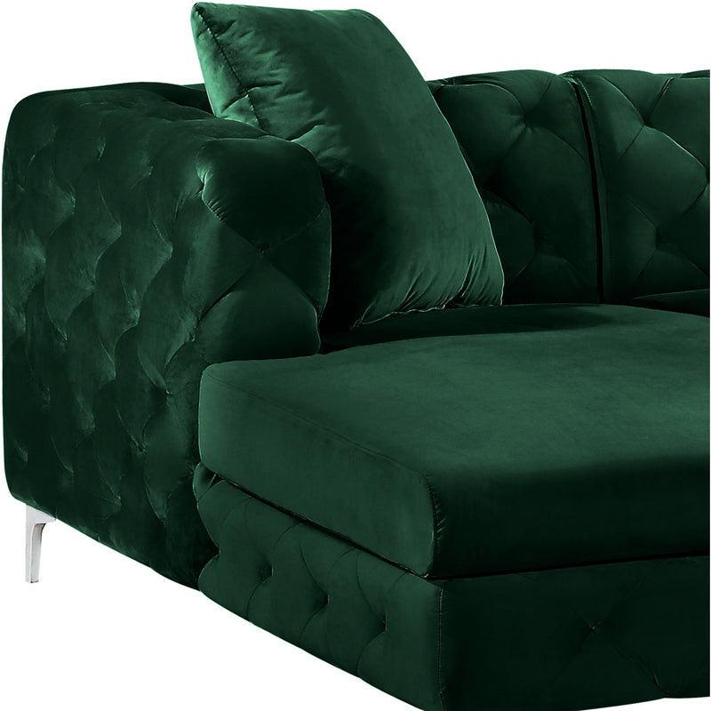 Meridian Gail Green Velvet 3pc. Sectional IMAGE 4